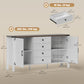 HOMCOM 59" Buffet Cabinet, Farmhouse Sideboard with Thick Top, 2 Barn Doors, 4 Drawers and 2 Adjustable Shelves, White