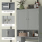 HOMCOM Modern Over the Toilet Storage Cabinet with 2 Doors, Above Commode Storage Cabinet with Toilet Paper Holder, Grey