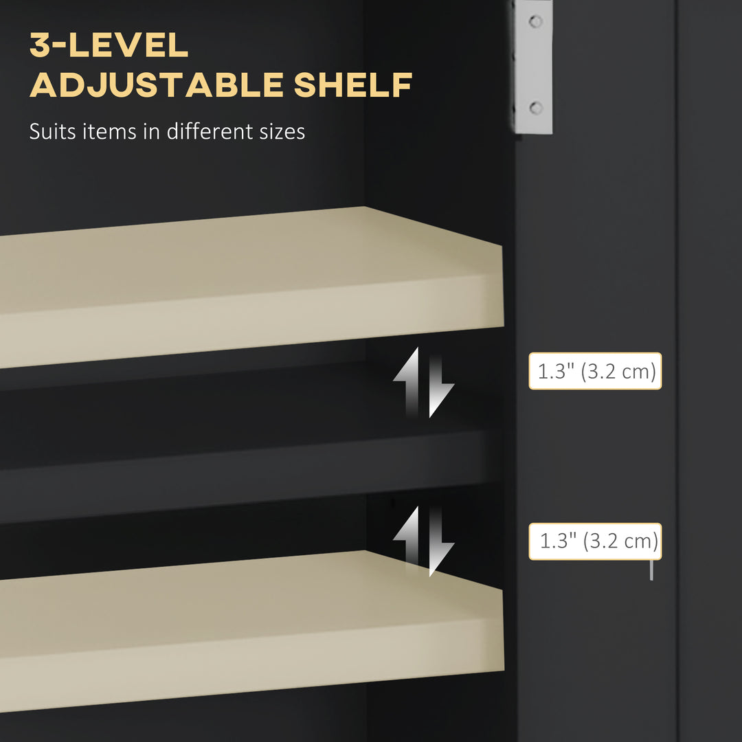 kleankin Bathroom Wall Cabinet, Medicine Cabinet, Toilet Storage Cabinet with Shelf for Living Room and Entryway, White