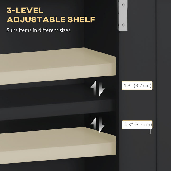 kleankin Bathroom Wall Cabinet, Medicine Cabinet, Toilet Storage Cabinet with Shelf for Living Room and Entryway, White