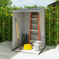 Outsunny 3.3' x 3.4' Lean-to Garden Storage Shed, Outdoor Galvanized Steel Tool House with Lockable Door for Patio Dark Gray