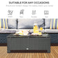 Outsunny Outdoor PE Rattan Wicker Table, Patio Garden Side Table w/Glass Top for Patio, Balcony, Mixed Grey