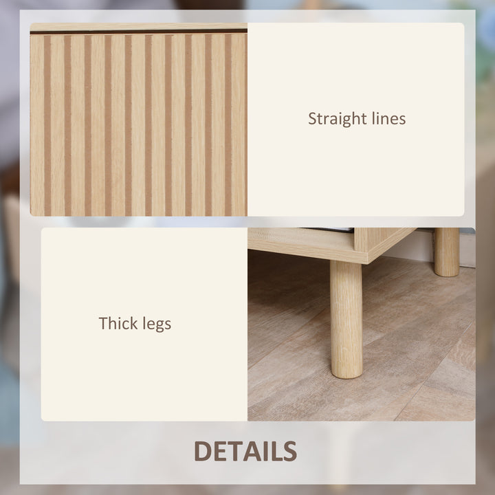 HOMCOM Modern Bedside Table with Drawer and Open Shelf, Sofa Side Table for Bedroom Living Room, Natural