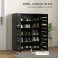 HOMCOM Shoe Storage Cabinet, Shoe Cabinet with 2 Slatted Doors for 15 Pairs of Shoes, Black