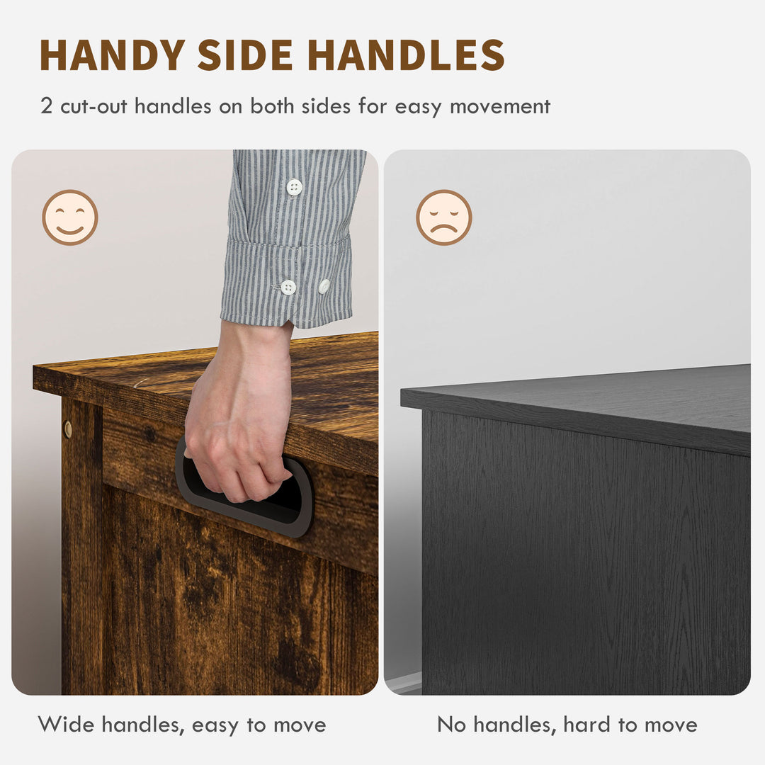 HOMCOM Storage Trunk with 2 Safety Hinges, Modern Entryway Bench with Side Handles, Storage Chest for Living Room, Black