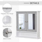 kleankin Medicine Cabinet, Wall-Mounted Bathroom Mirror Cabinet with Double Doors, Open Shelf, and Adjustable Shelf, Modern Bathroom Wall Cabinet, White and Grey