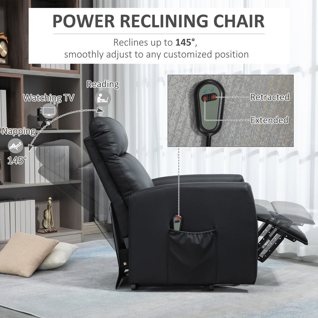 HOMCOM Power Lift Recliner Chair with Remote Control Side Pocket for Living Room Home Office Study Black