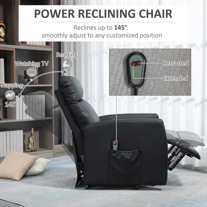 HOMCOM Power Lift Recliner Chair with Remote Control Side Pocket for Living Room Home Office Study Black
