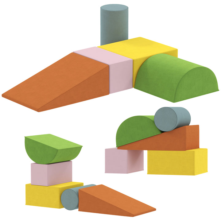 Qaba Climbing Toys for Toddlers with Removable Cover, Indoor Activity Play Set for Crawling, Sliding, Blue/Green