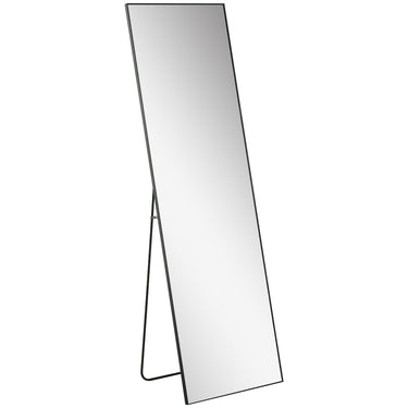 HOMCOM 64"x20" Full Length Mirror, Floor Standing, Wall-Mounted or Leaning Against Wall Tall Mirror w/Support Frame, Rectangular Full Body Mirror for Bedroom, Living Room, Black