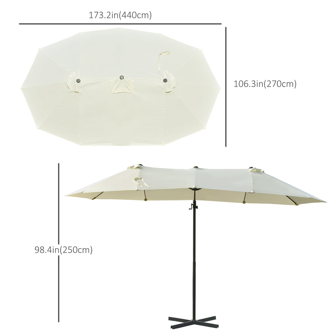 Outsunny Outdoor Patio Umbrella Offset Cantilever Umbrella with Twin Canopy Sunshade Umbrella with Lift Crank Grey