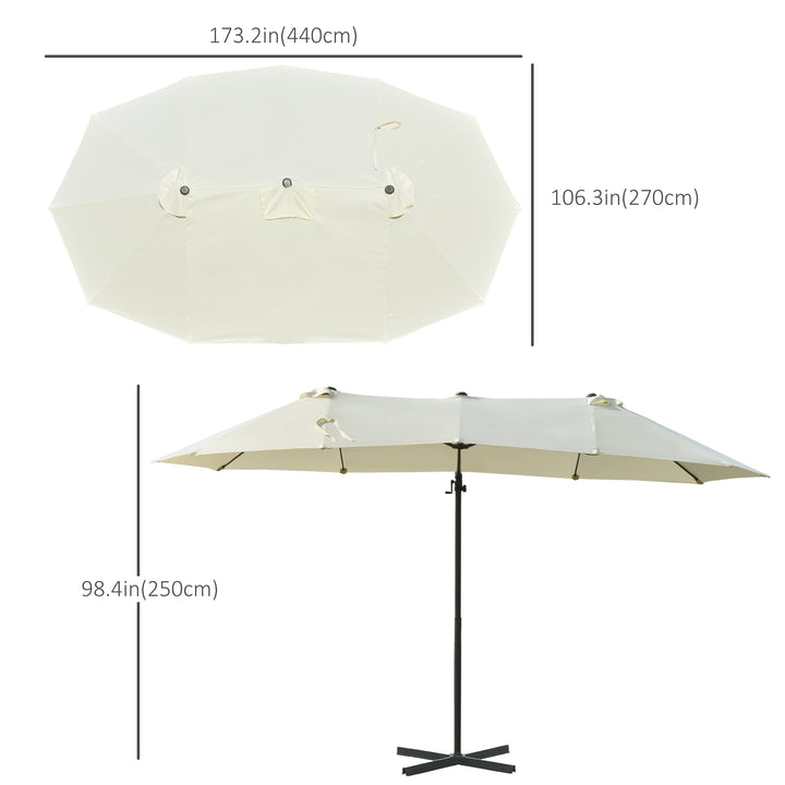 Outsunny Outdoor Patio Umbrella Offset Cantilever Umbrella with Twin Canopy Sunshade Umbrella with Lift Crank Grey
