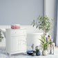 HOMCOM Bathroom Cabinet, Freestanding Accent Sideboard with Storage Drawer & Adjustable Shelf, White