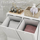 kleankin Tilt-Out Laundry Storage Cabinet, Modern Laundry Hamper with 2 Compartments for Bathroom Washroom, White