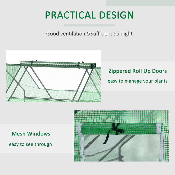 Outsunny 71" x 55" x 32" Mini Greenhouse Portable Hot House for Plants with 2 Large Windows and Ground Nails for Outdoor, Indoor, Garden, Gardening Kit, Green