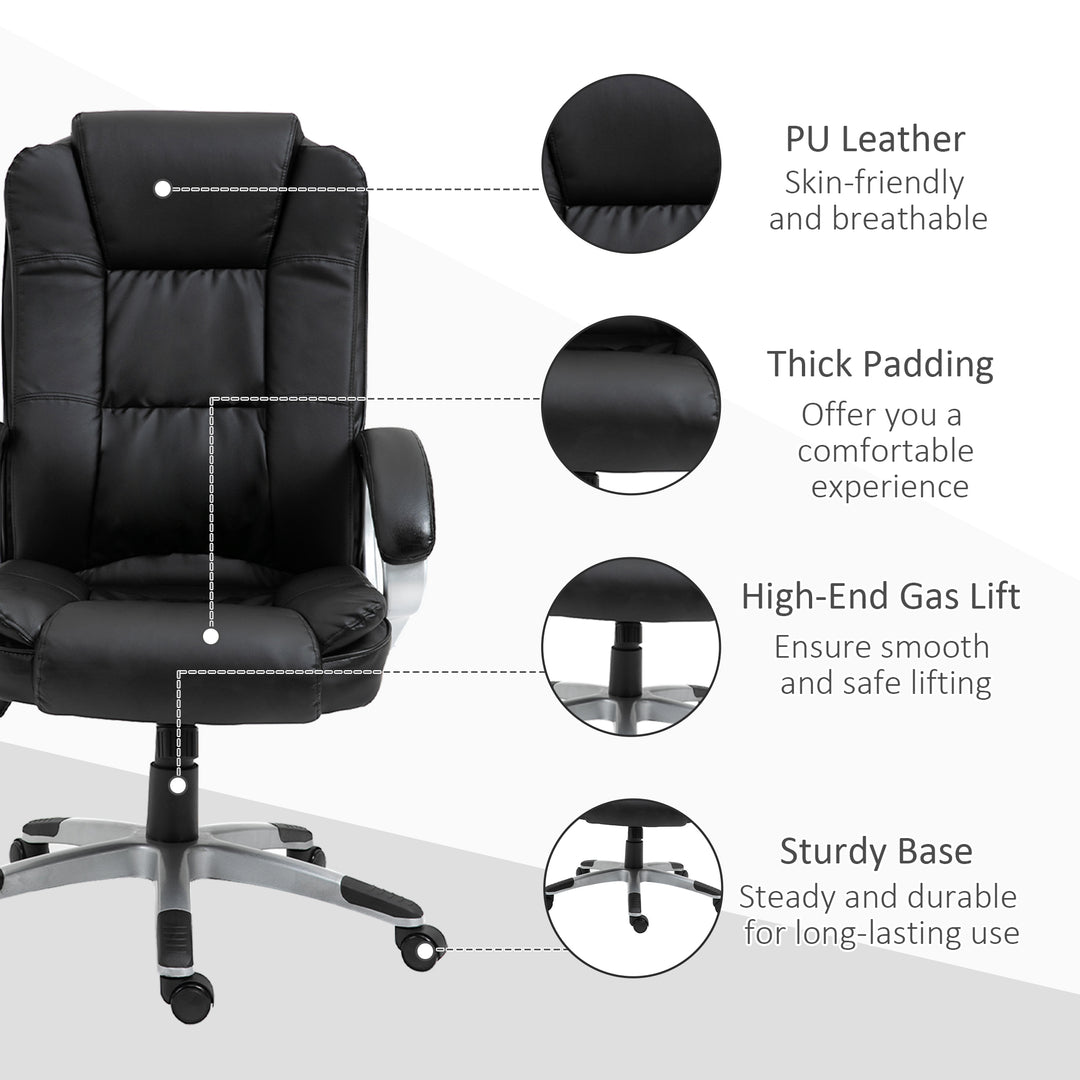Vinsetto High Back Executive Office Chair Adjustable Desk Seat Swivel PU Leather Computer Chair with Padded Armrests