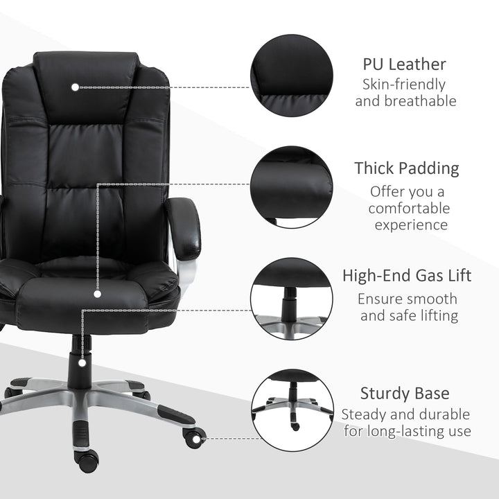 Vinsetto High Back Executive Office Chair Adjustable Desk Seat Swivel PU Leather Computer Chair with Padded Armrests