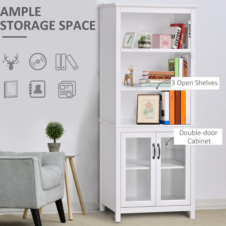 HOMCOM Multifunctional Storage Cabinet Bookcase with Adjustable Shelves Display Rack for Study, Kitchen, Living Room, White