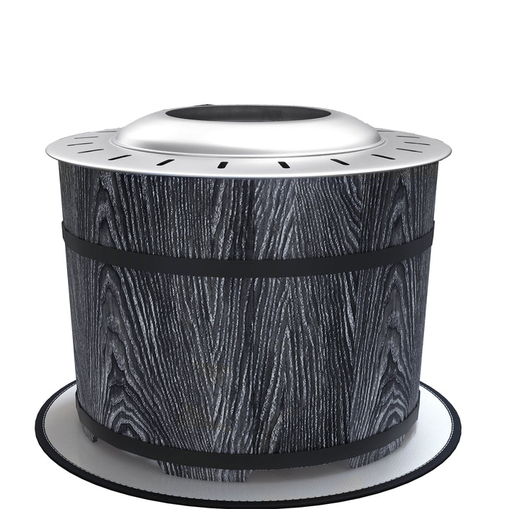 Outsunny Smokeless Fire Pit, Portable Camping Bonfire Stove with Mat for Backyard Patio Picnic, Magnesium Oxide, Black