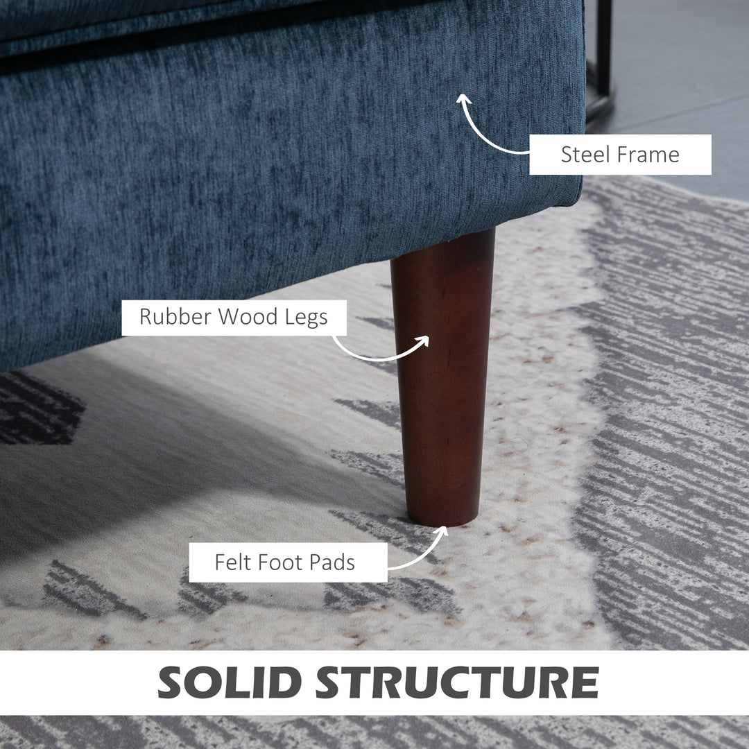 HOMCOM Modern Corner Couch with Right Chaise Lounge, Tufted 3-Seater Sofa with Wooden Legs for Living Room, Navy Blue