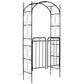 Outsunny 7.2FT Metal Garden Arbor Arch with Double Doors, 2 Side Planter Baskets, Climbing Vine Frame, Black