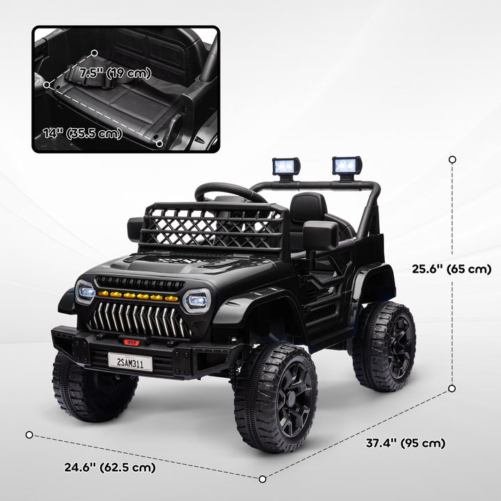 Qaba 12V Ride on Truck, Electric Car for Kids with Remote Control, Suspension, 3 Speeds, USB Music Headlights, Dark Blue
