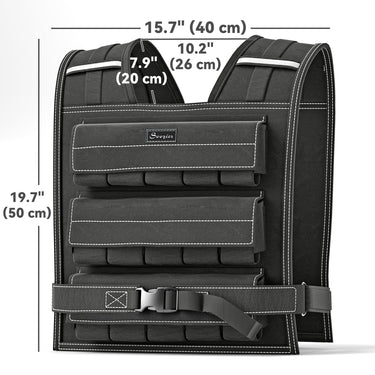 Soozier 33LBS Adjustable Weighted Vest, Weight Vest with Reflective Strips, Snug Fit for Men Women Running Strength Training