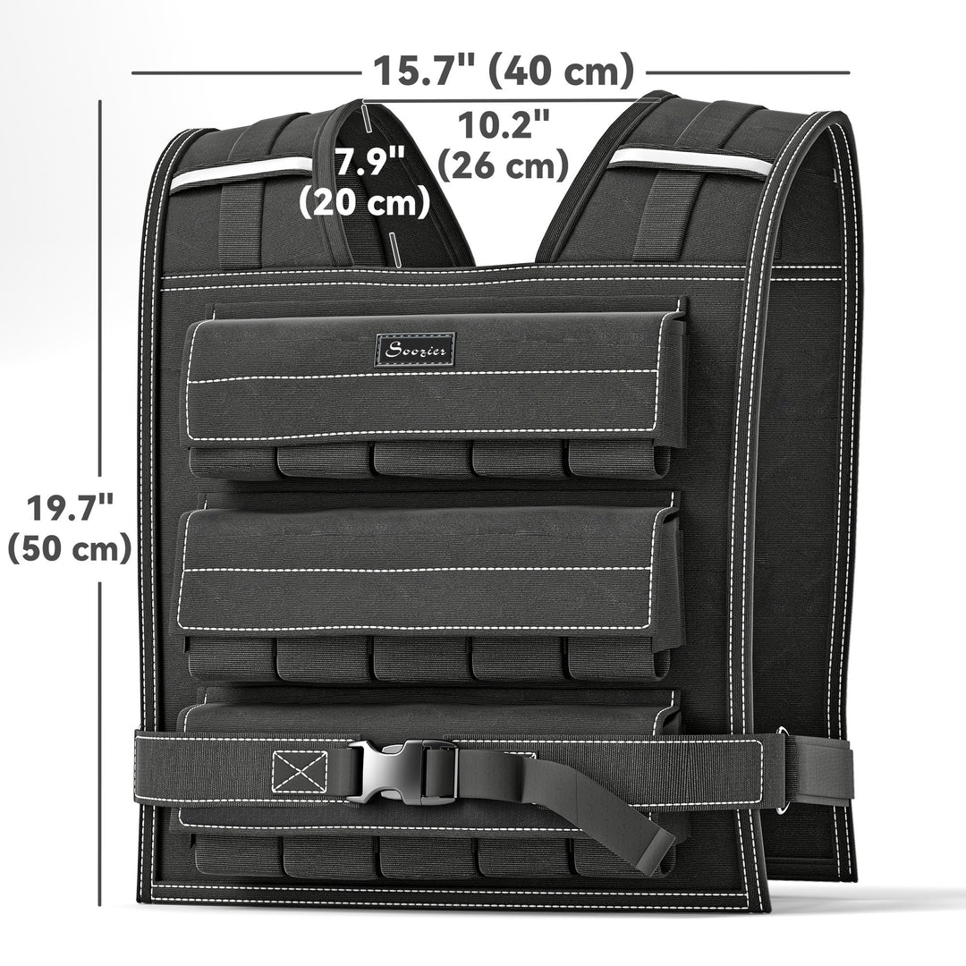 Soozier 33LBS Adjustable Weighted Vest, Weight Vest with Reflective Strips, Snug Fit for Men Women Running Strength Training