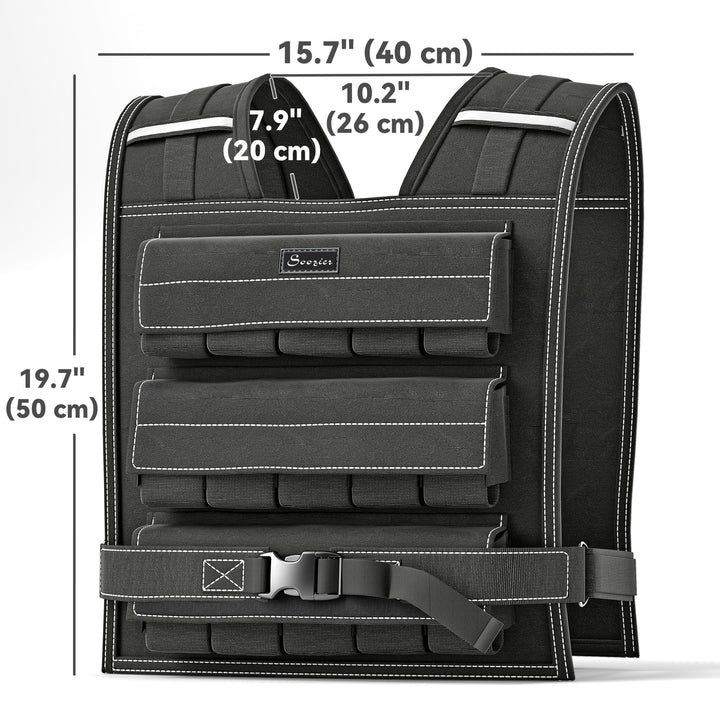 Soozier 33LBS Adjustable Weighted Vest, Weight Vest with Reflective Strips, Snug Fit for Men Women Running Strength Training