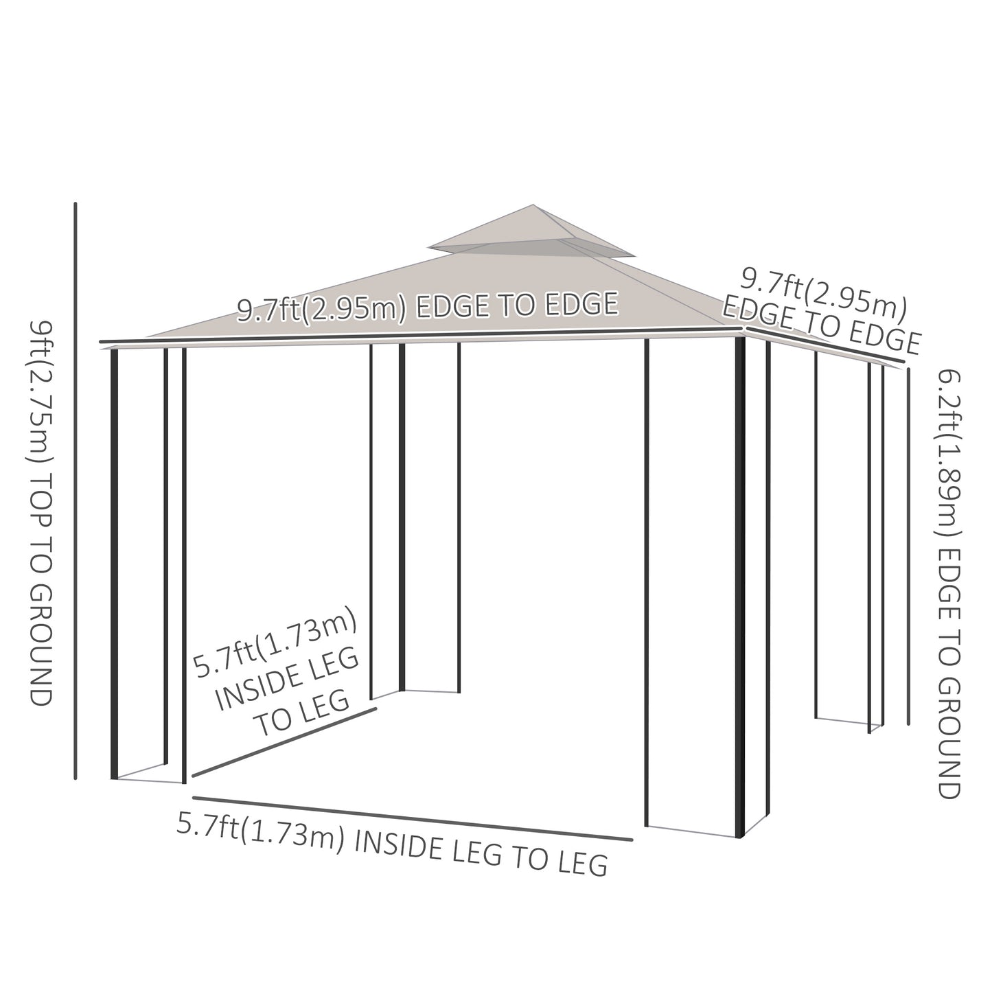 Outsunny 10'x10' Patio Gazebo, Outdoor Garden Canopy for Events Party Backyard with Mosquito Netting