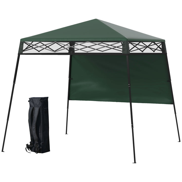 Outsunny 7' x 7' Pop Up Canopy Gazebo Tent with Backpack & Adjustable Legs, Green