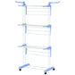 HOMCOM Foldable Clothes Drying Rack, 4-Tier Steel Laundry Rack for Drying Clothes with 2 Side Wings and 4 Castors, Indoor and Outdoor Use, Black