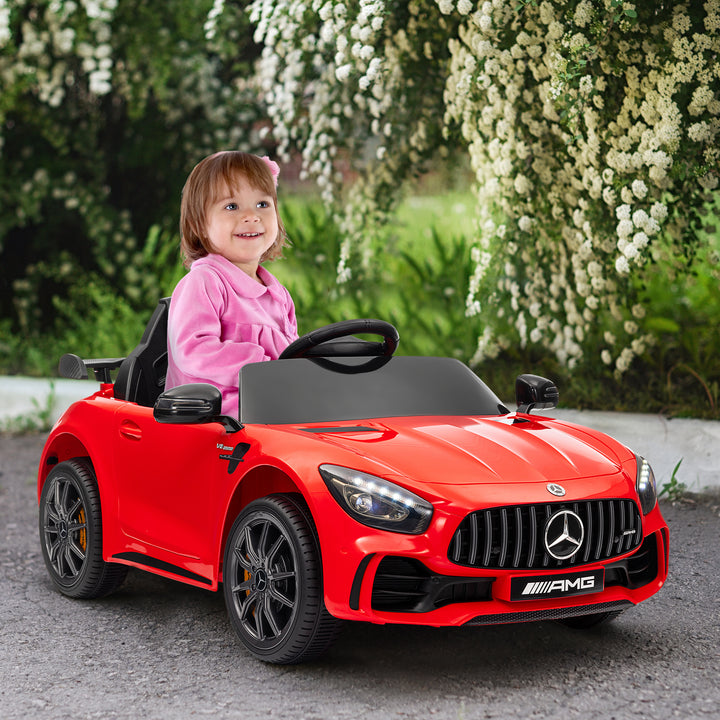 Qaba Mercedes-Benz AMG GTR Licensed 12V Battery Powered Kids Electric Car w/ Remote, Soft Start, Lights, Music Horn, Black