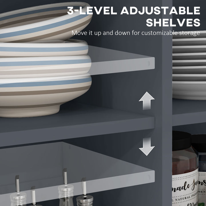 HOMCOM Rolling Kitchen Island with Drop Leaf Wood Breakfast Bar, Farmhouse Kitchen Cart with 2 Drawers, Adjustable Shelves for Dining Room (White)