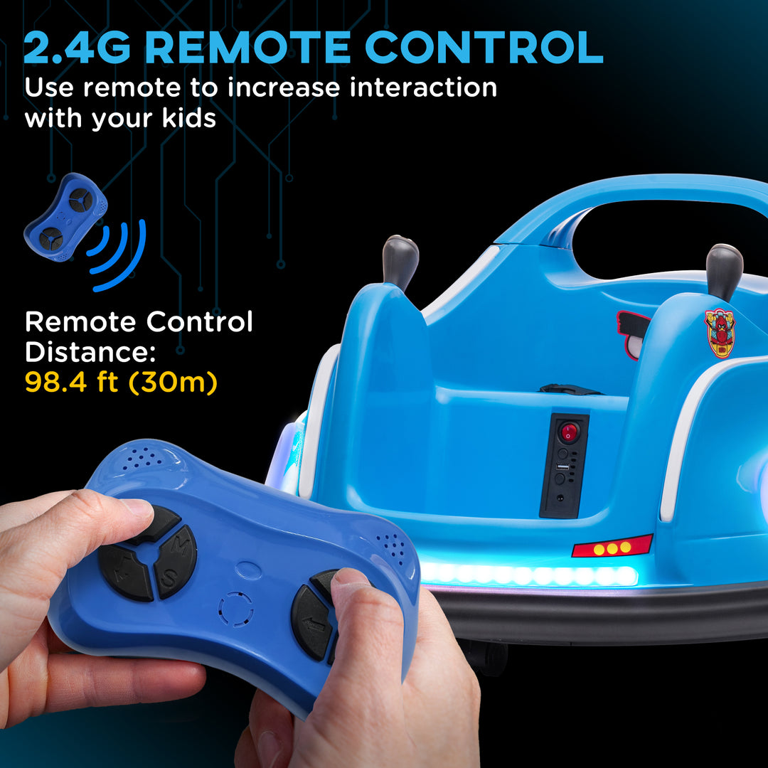 Qaba Angry Bird Licensed Electric Ride on Car, 12V Bumper Car for Kids w/ Dual Joysticks, 360 Degree Spin, Blue