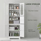HOMCOM Freestanding Bathroom Cabinet with Glass/Louvred Doors, Tall Bathroom Cabinet for Kitchen, Study, Living Room