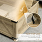 HOMCOM Farmhouse Coffee Table, Square Center Table with Flip-top Lids, Hidden Storage Compartment and Wooden Legs, Oak