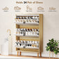 HOMCOM Narrow Shoe Cabinet, High Gloss Shoe Storage Cabinet with 4 Flip Drawers and Adjustable Shelves, Holds 20 Pairs, White
