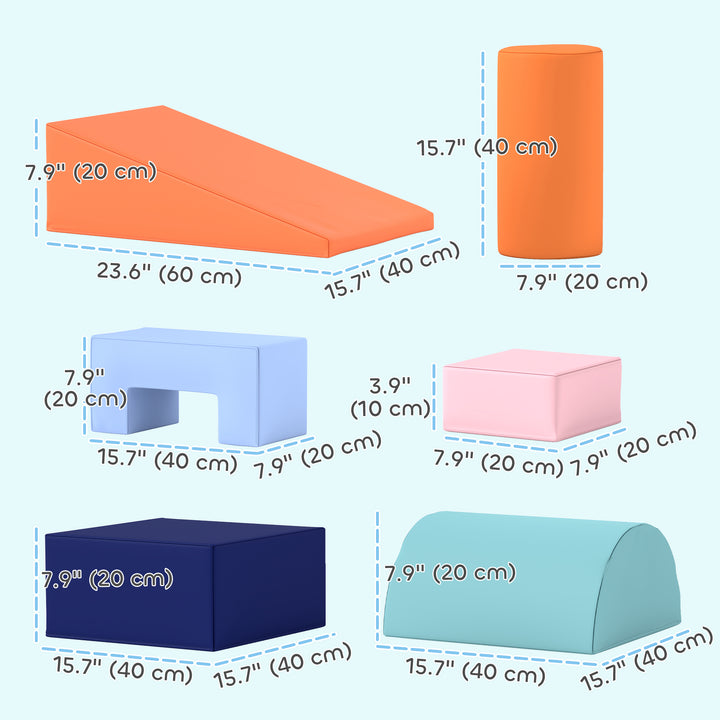 Qaba 6 Piece Soft Play Equipment for Kids 6-72 Months, Yellow and Green