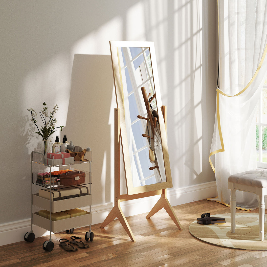 HOMCOM Adjustable Angle Dressing Full Length Mirror, Oak