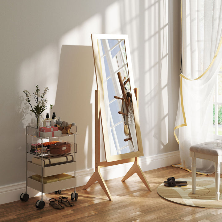 HOMCOM Adjustable Angle Dressing Full Length Mirror, Oak