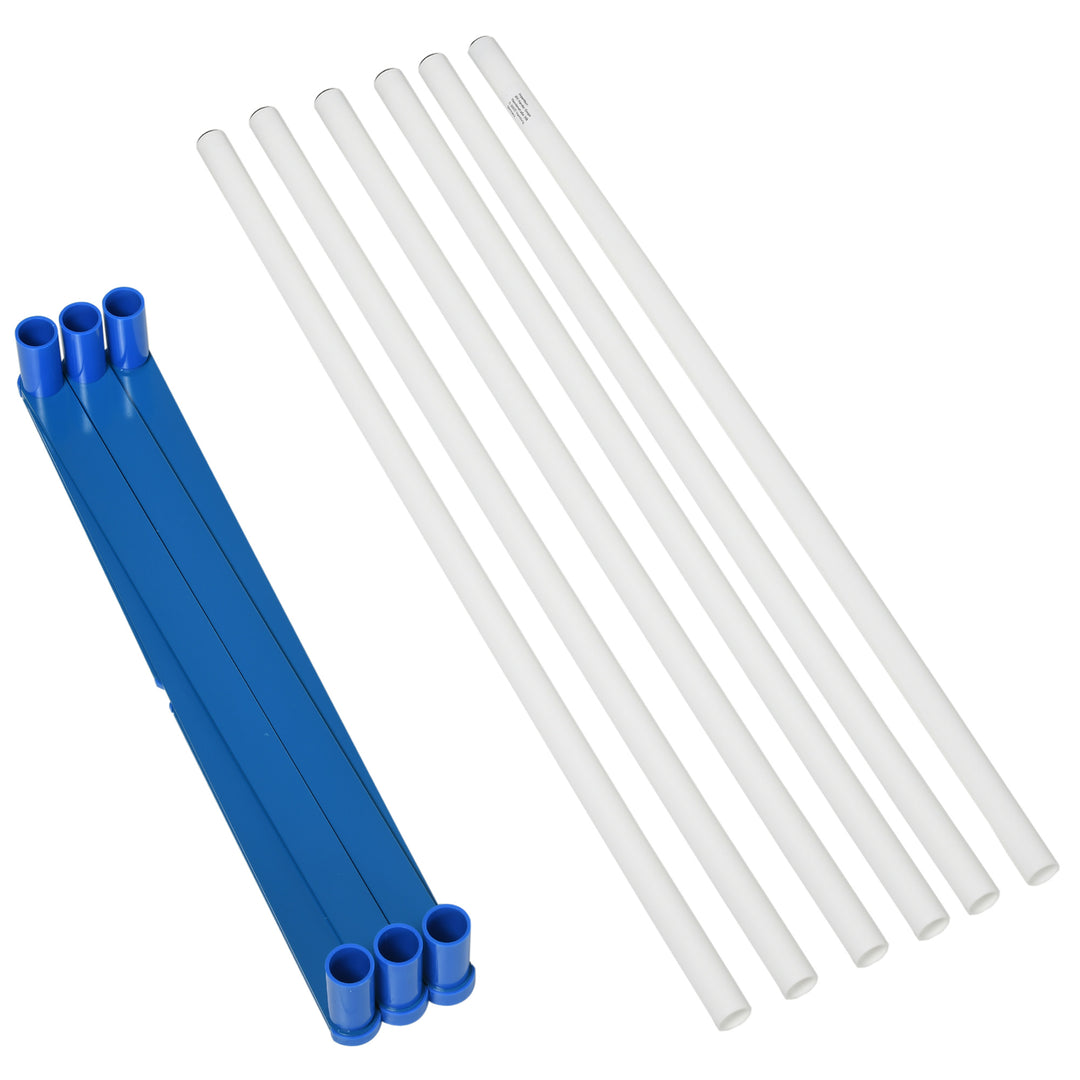 PawHut Adjustable Dog Agility Training Obstacle Set with Weaves Poles and Storage Bag for Pet Dogs Outdoor Games Exercise Blue and White