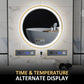 HOMCOM 24" Round Bathroom Mirror with LED Lights, Wall Mounted Vanity Mirror with Anti-Fog Pad, Time and Temp Display, Gold