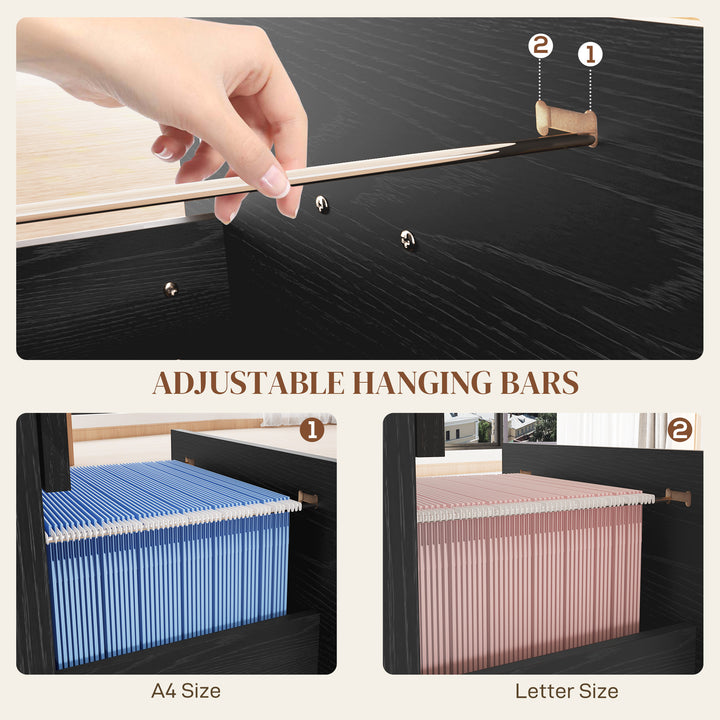 HOMCOM Vertical Filing Cabinet with Lock, 4 Drawer File Cabinet with Adjustable Hanging Bar for A4 and Letter Size, White