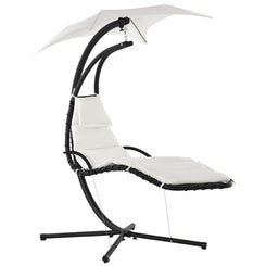 Outsunny Swing Chaise with Stand Floating Chaise Lounge Cream White