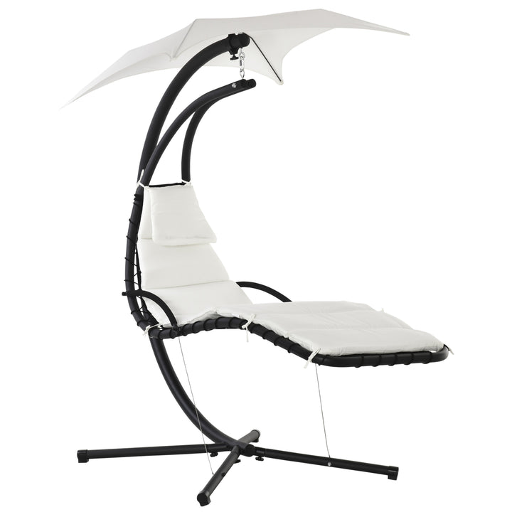 Outsunny Swing Chaise with Stand Floating Chaise Lounge Cream White