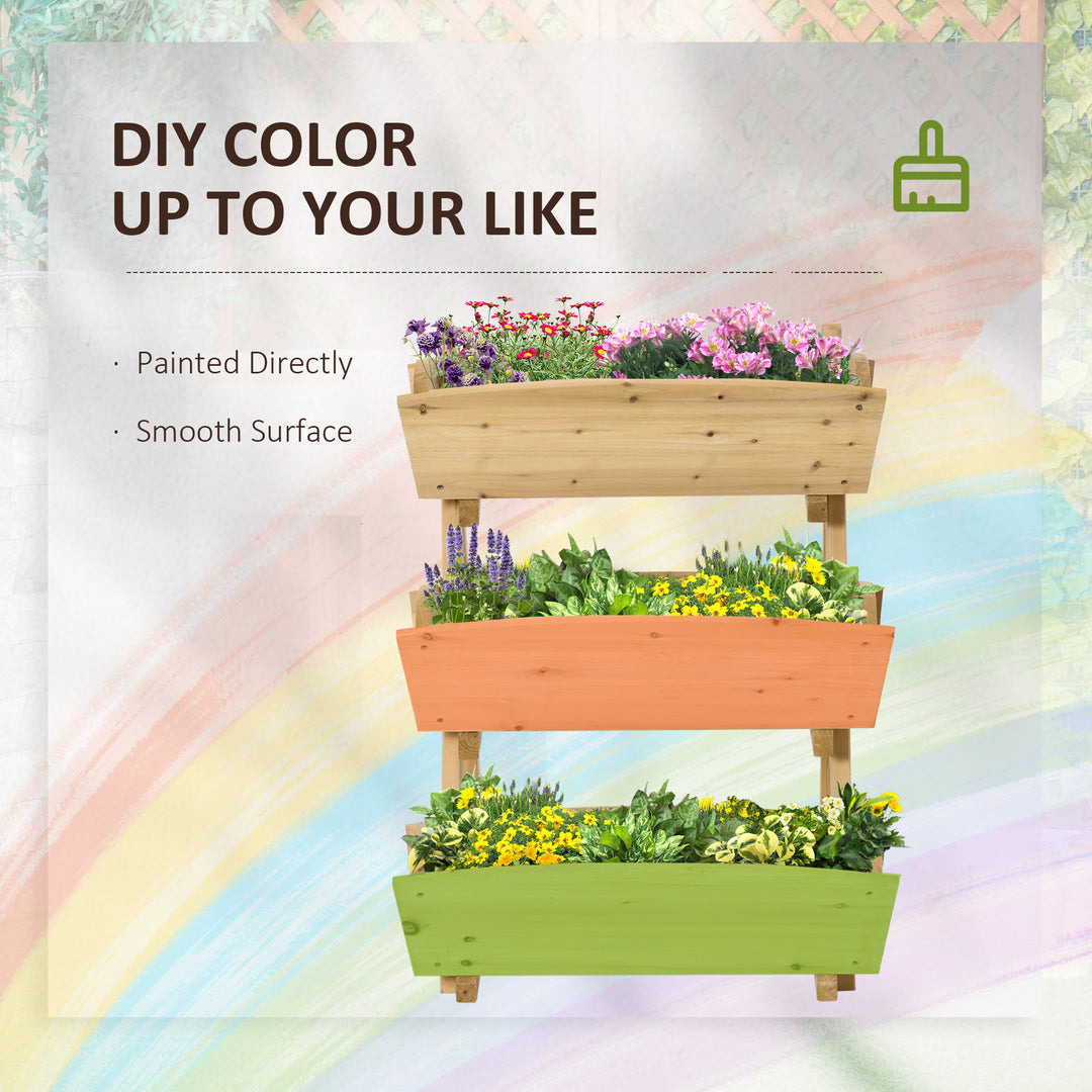 Outsunny 3 Tier Raised Garden Bed, Vertical Wooden Elevated Planter Box Kit, Plant Stand for Flowers, Vegetables, Herbs