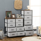 HOMCOM 5 Drawer Dresser for Bedroom, Tall Fabric Chest of Drawers with Steel Frame, Wood Grain Top and Handles, Grey
