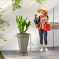 Outsunny 28" Tall Garden Plastic Planters, Outdoor and Indoor Flower Pots, Set of 3 for Entryway, Patio, Yard, Mixed Grey