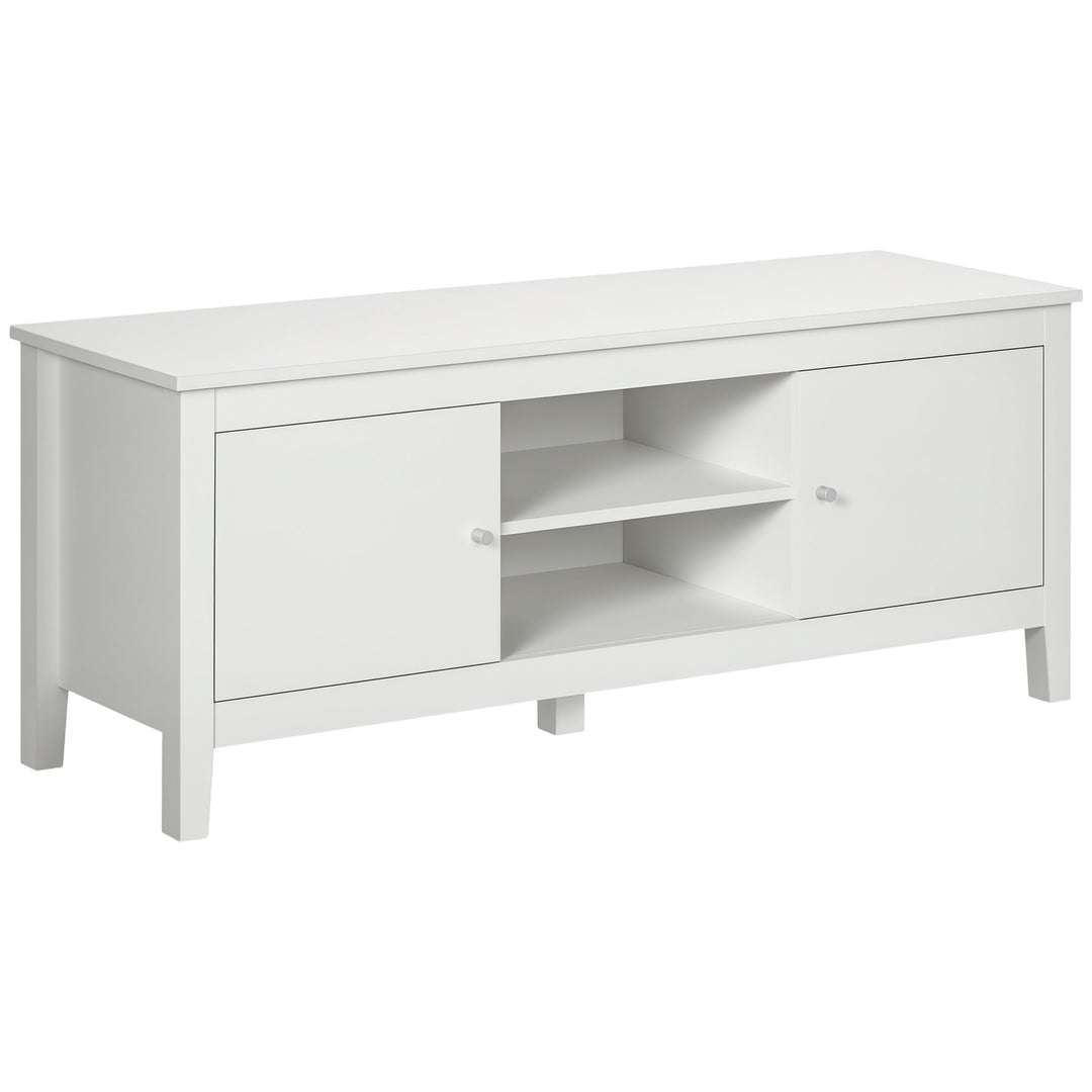 HOMCOM Modern TV Stand for TVs up to 55", TV Bench with Storage Cupboards and Shelves, 47.2" x 16.7" x 19.7", White